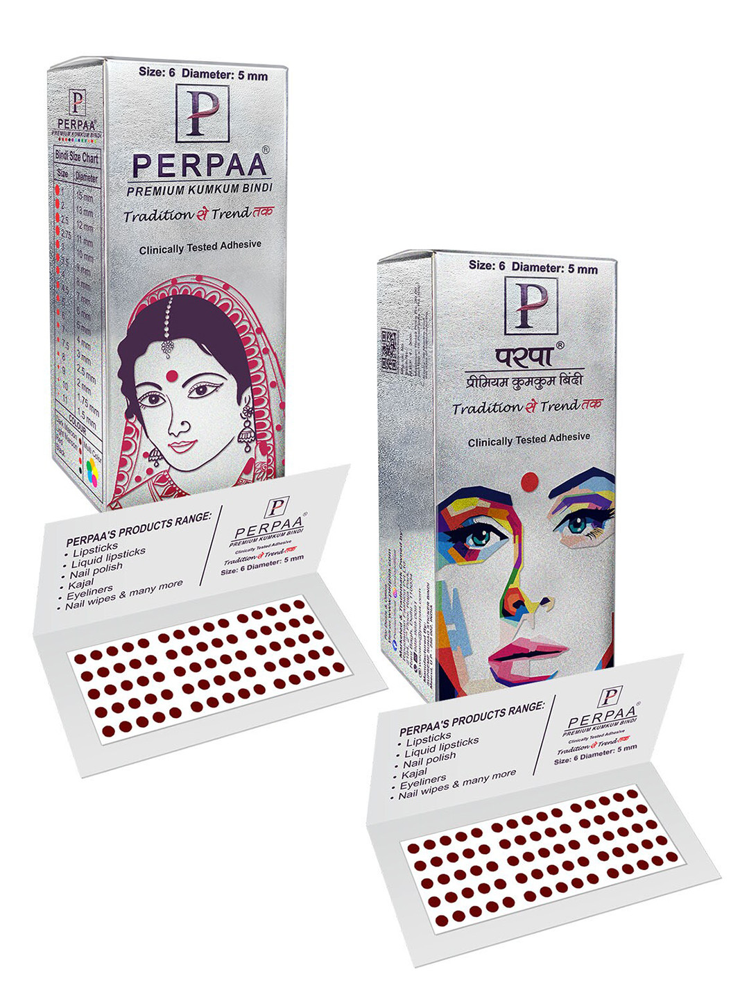 PERPAA Set of 2 Maroon Velvet Kumkum Bindi Box with 15 Flaps Each - Size 6