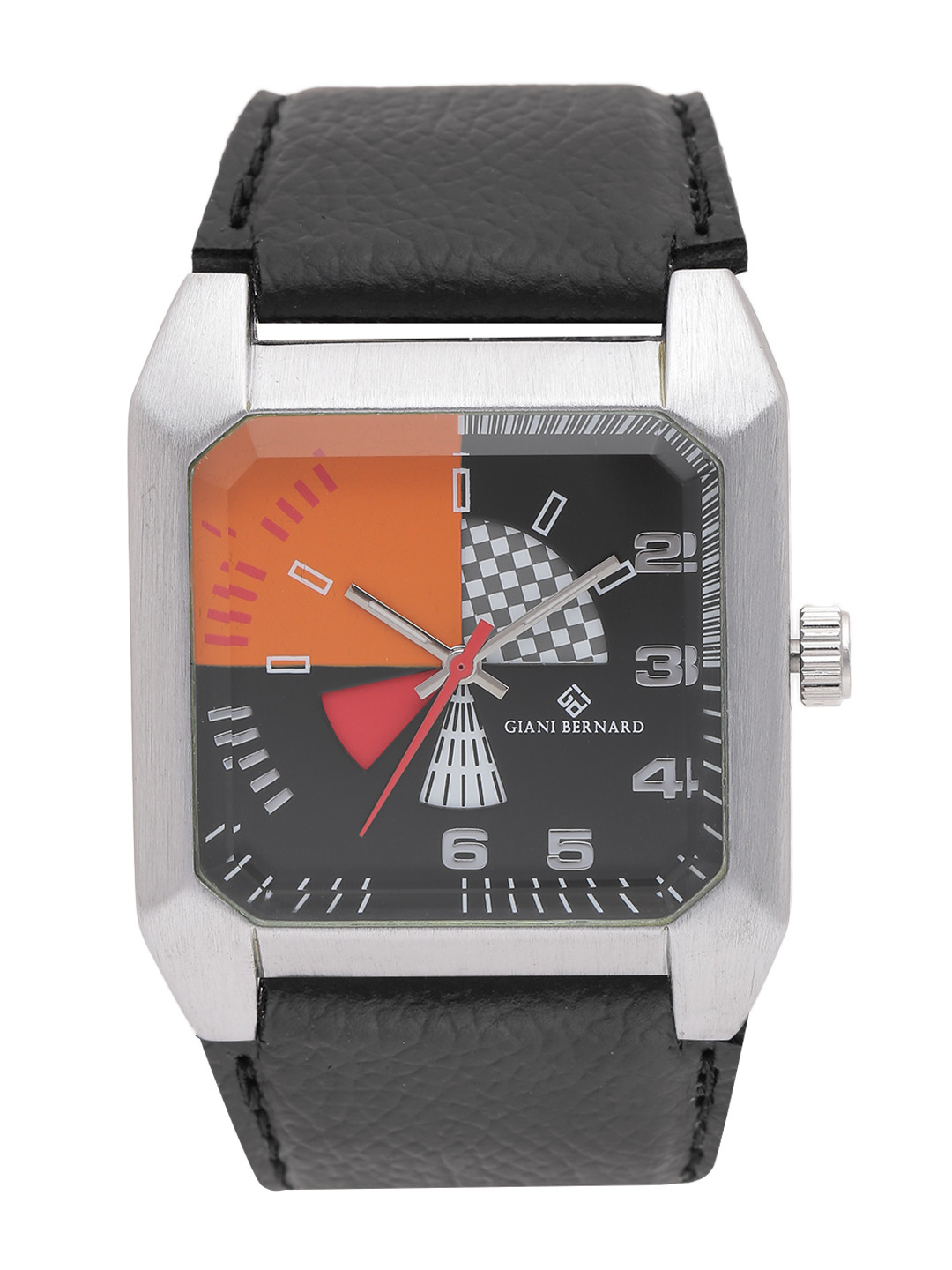 Giani Bernard Men Black & Orange Analogue Watch GBM-03D