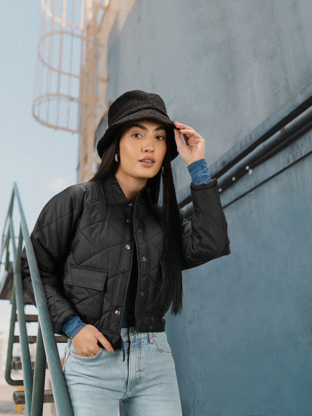 U.S. Polo Assn. Women Black Quilted Jacket