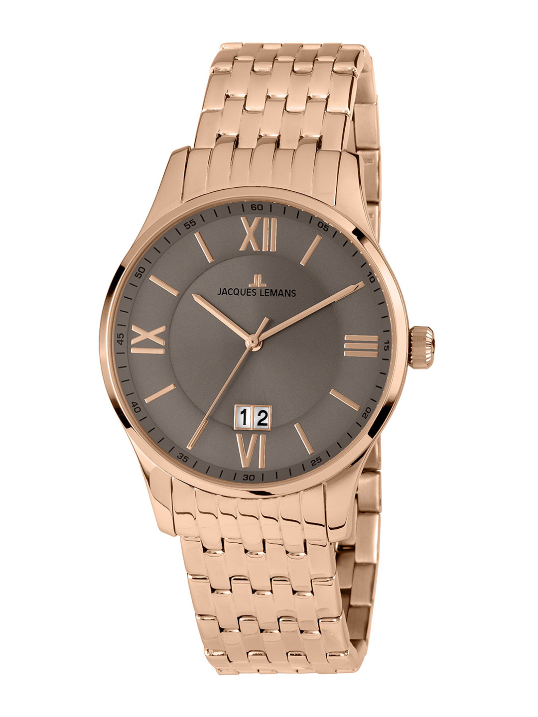 Jacques Lemans Men Stainless Steel Bracelet Style Straps Analogue Watch - 1-1845M-grey