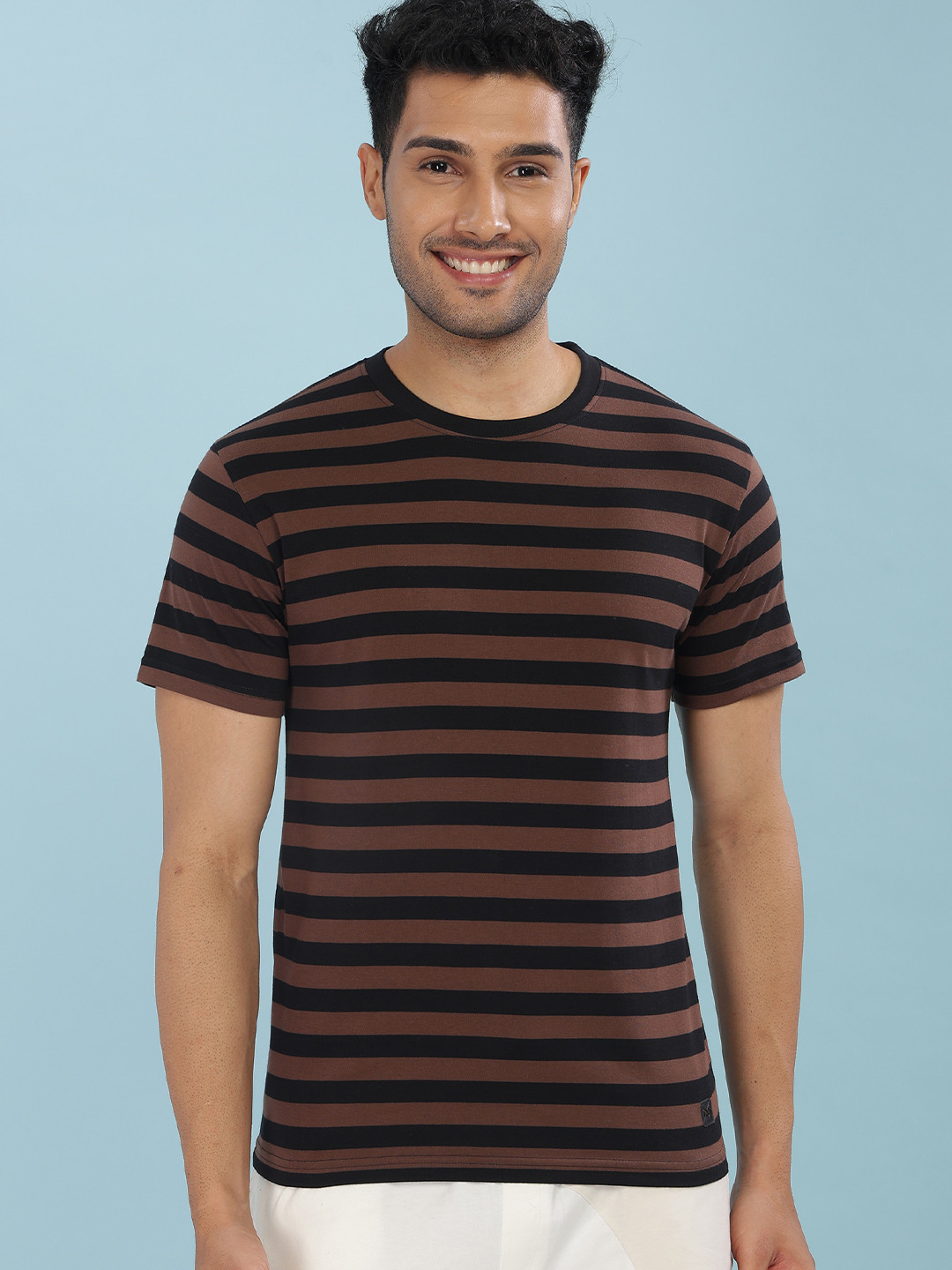 Force NXT Super Combed Cotton Men Striped Round Neck T-Shirt