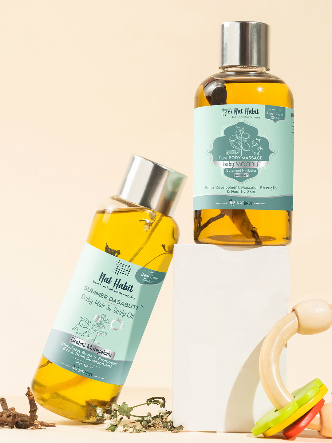 Nat Habit Summer Dasabuti Baby Hair Scalp Oil 110ml + Maahu Body Massage Oil 100ml