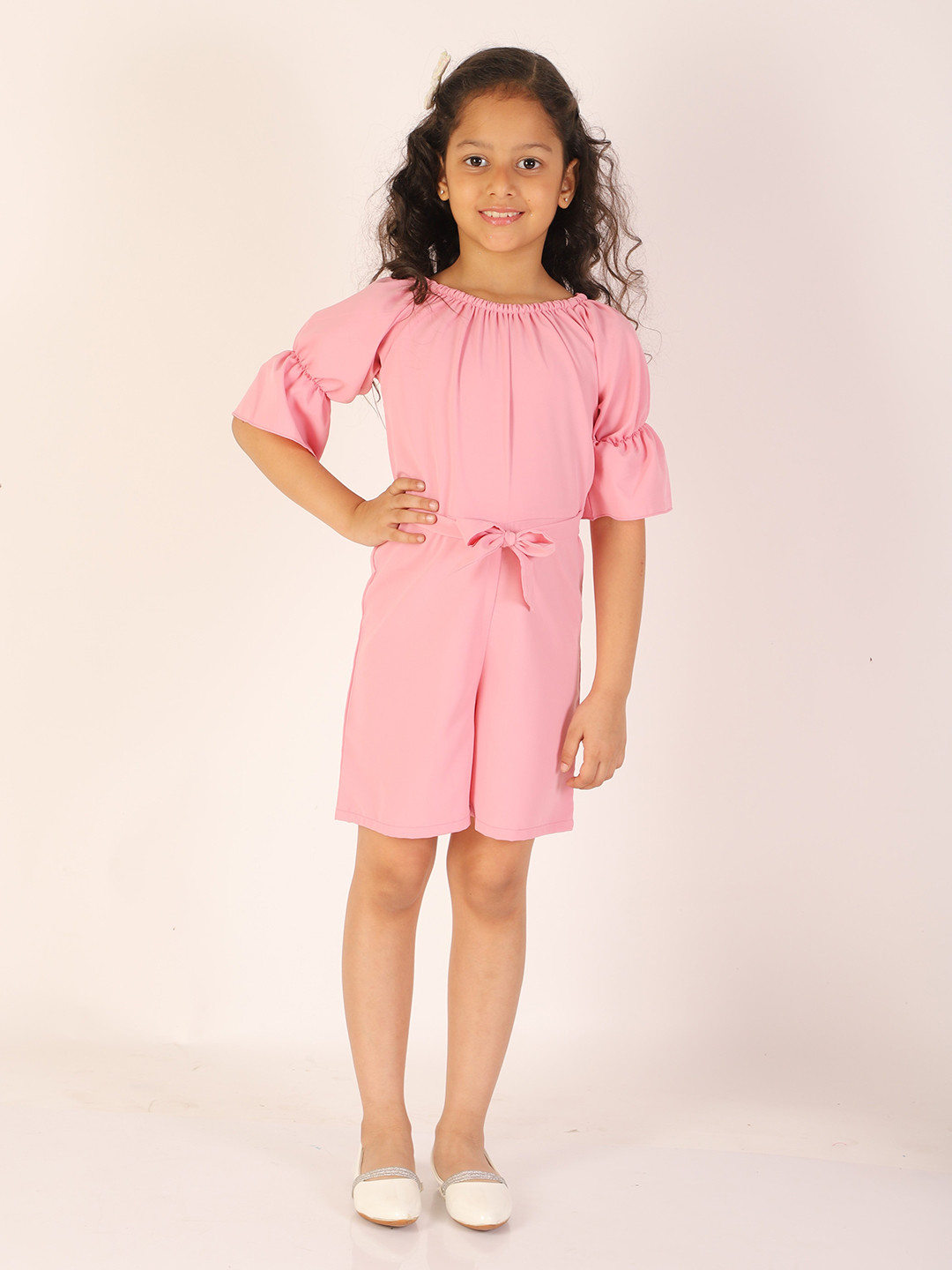 JBN Creation Girls Pink Basic Jumpsuit