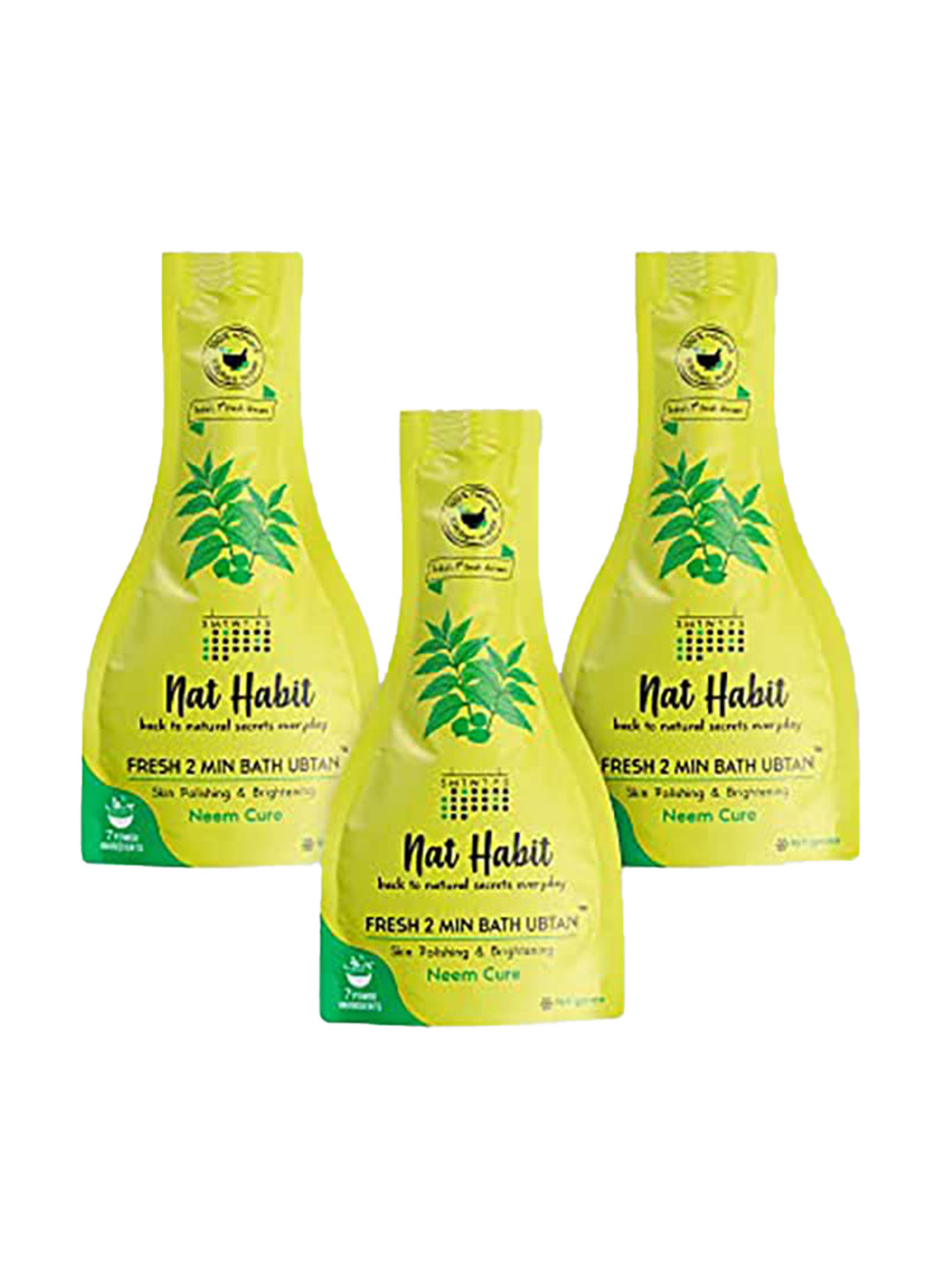 Nat Habit Set of 3 Neem Cure Skin Polishing  Brightening Bath Ubtan 80 g(Each)