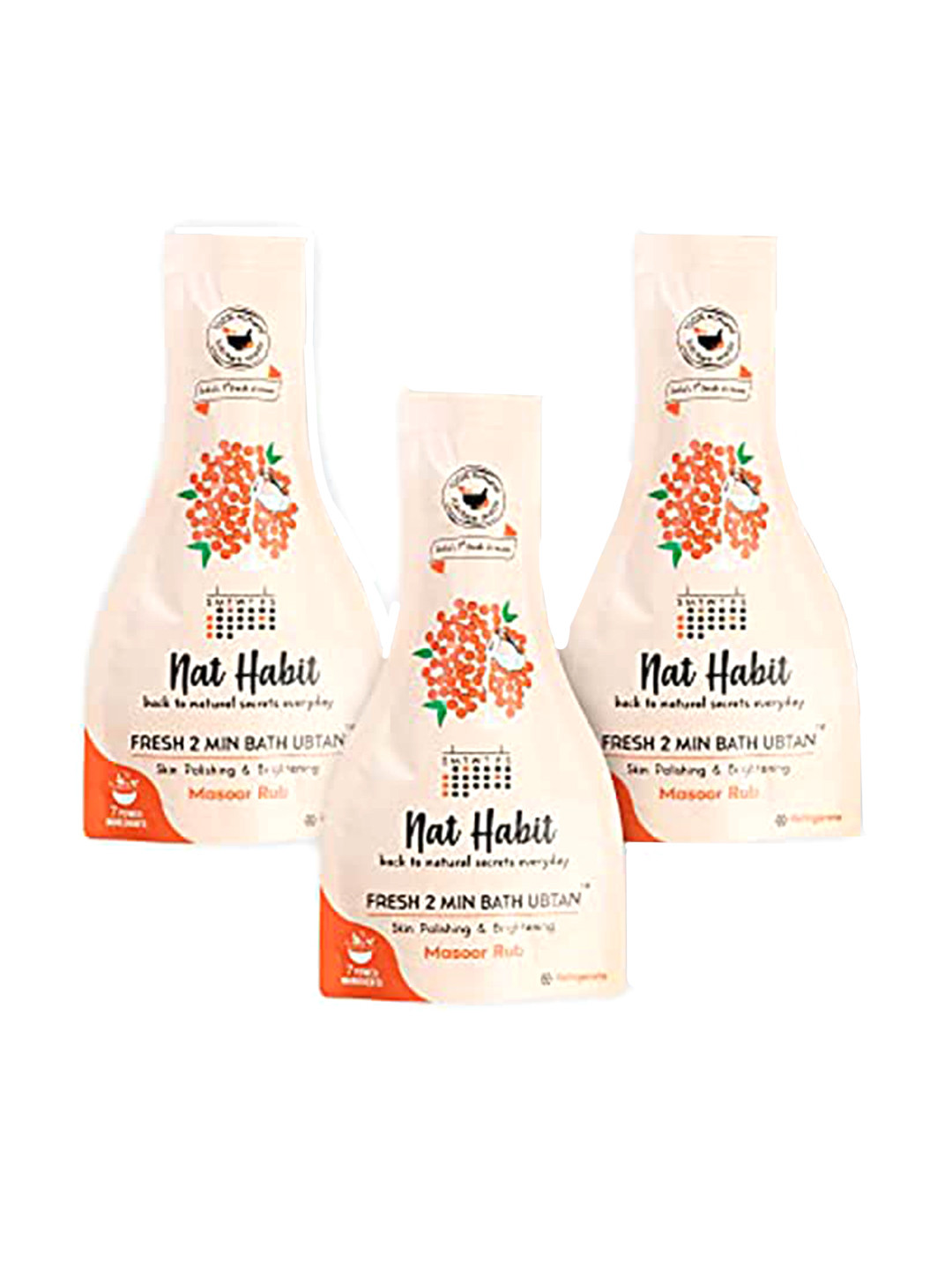 Nat Habit Set of 3 Masoor Rub Bath Ubtan for Skin Polishing  Brightening 80 g (Each)
