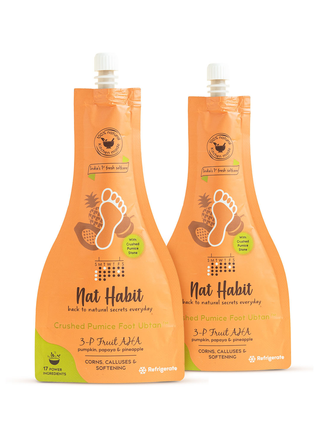 Nat Habit Set of 2 3P-AHA Crushed Pumice Foot Ubtan for Calluses  Softening-40 g (Each)
