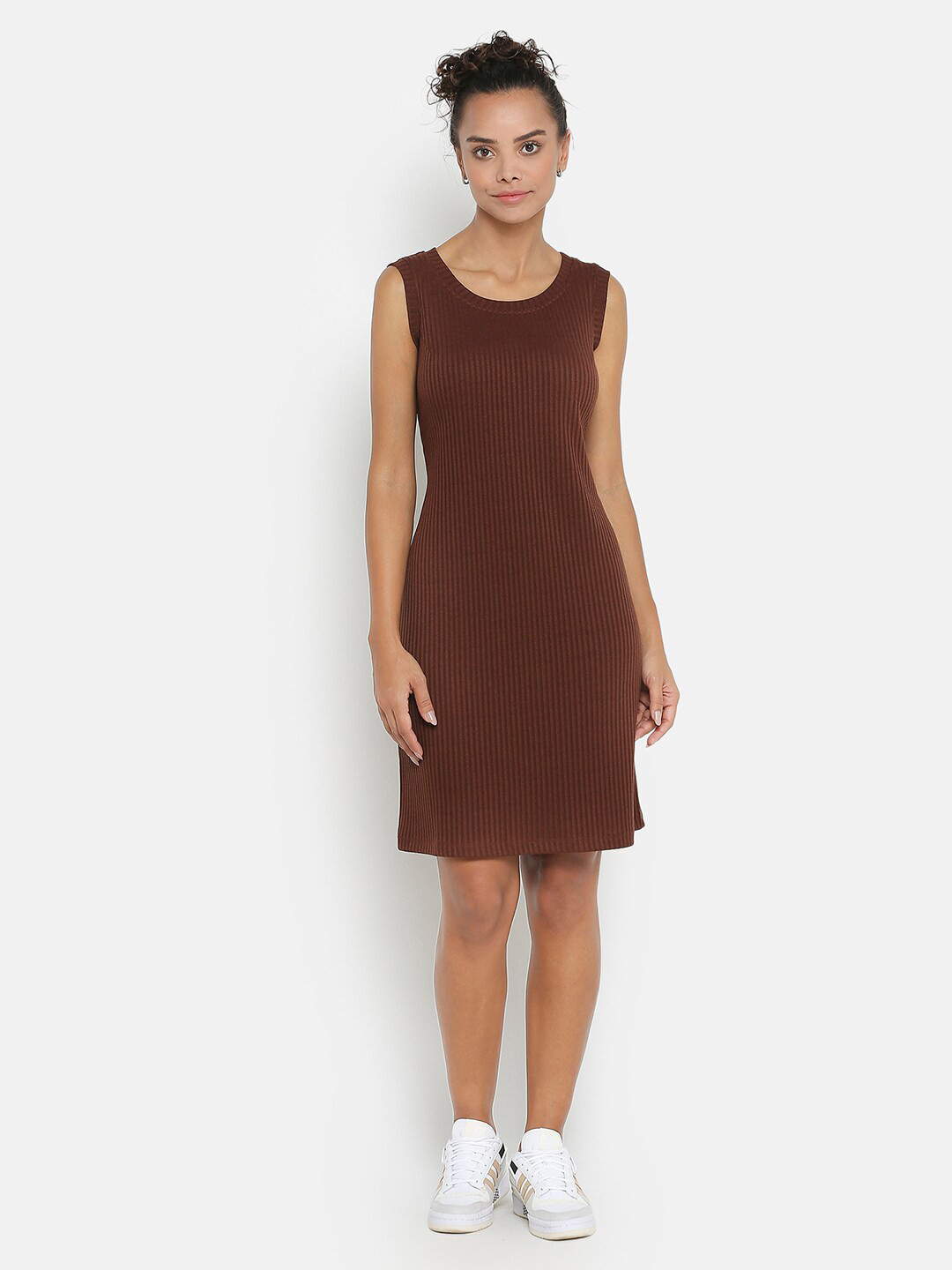 OFFICE & YOU Women Self Design Sleeveless Sheath Dress