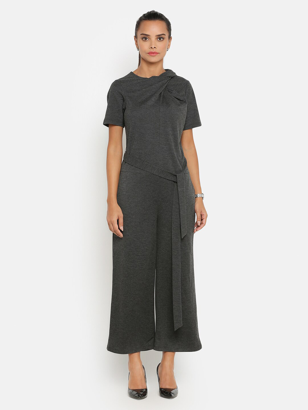 OFFICE & YOU Women Self Design Acrylic Basic Jumpsuit