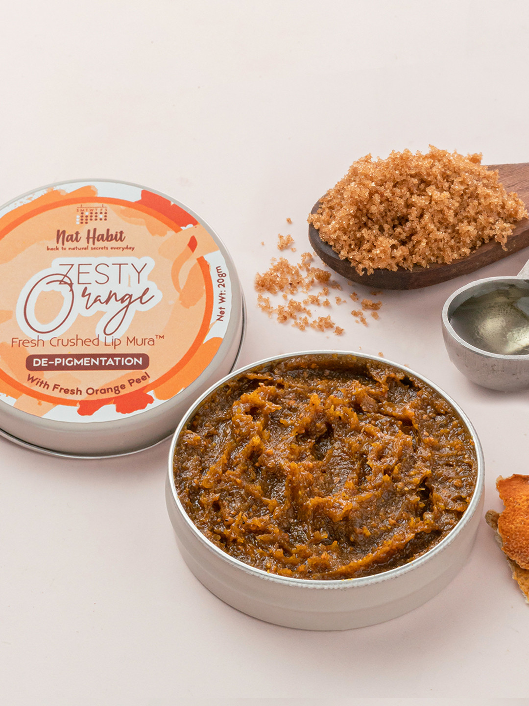 Nat Habit Zesty Orange Fresh Crushed Lip Mura For De-Pigmentation - 20g