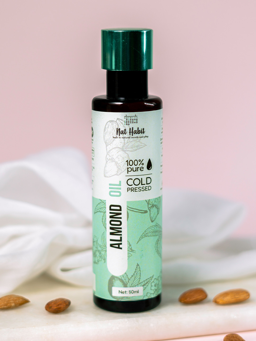 Nat Habit 100% Pure Cold Pressed Almond Body Oil for Deep Moisturisation - 50 ml