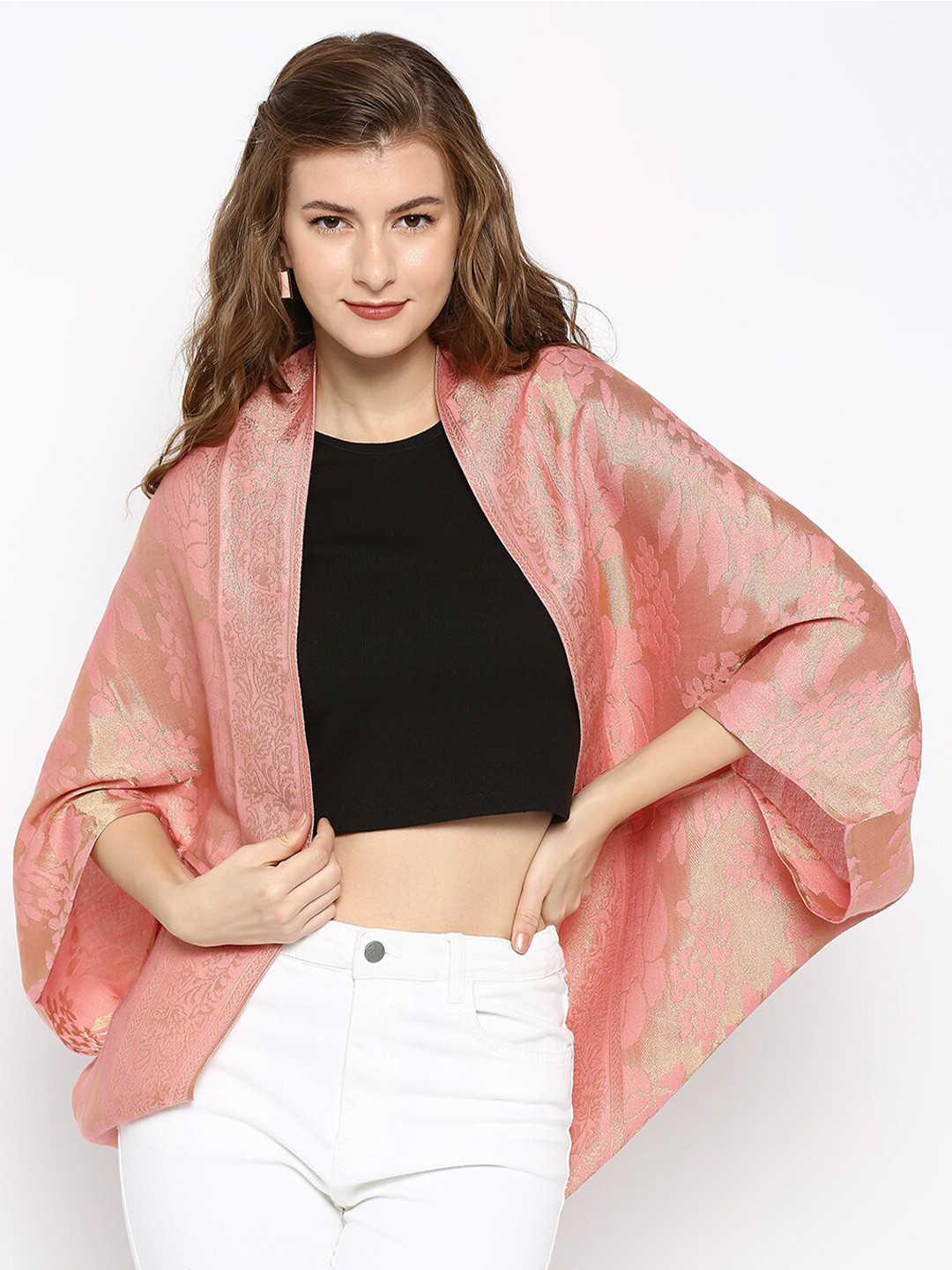 Cloth Haus India Women Printed Party Floral Design Brocade Shrug