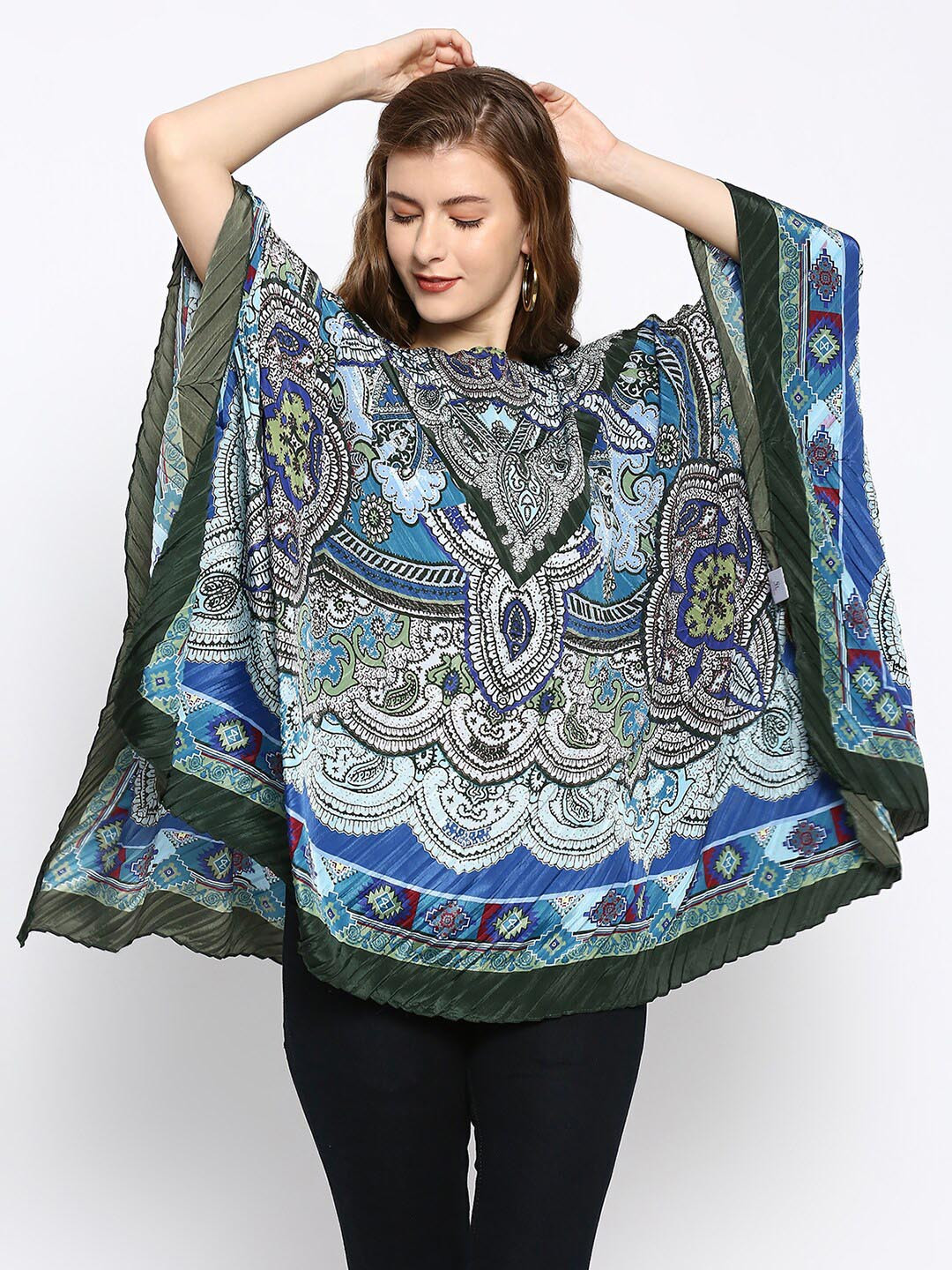 Cloth Haus India Women Printed Paisley Pleated Poncho