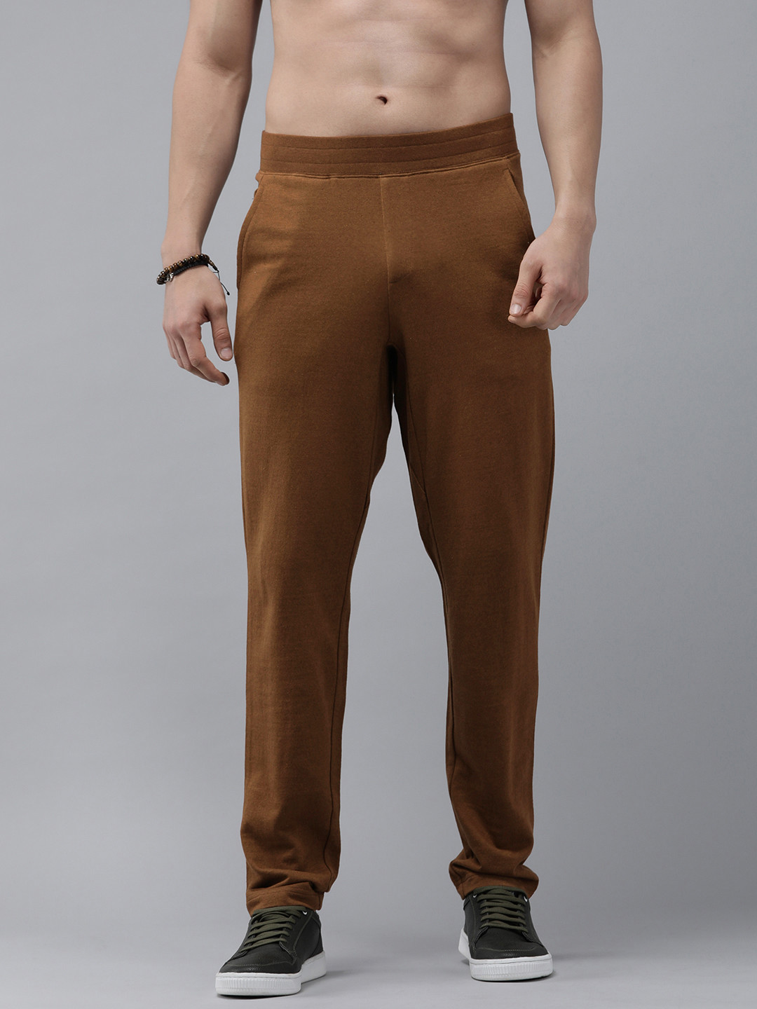 Roadster Men Brown Solid Track Pants