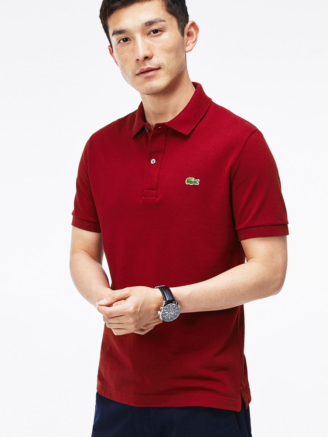 Lacoste Maroon Slim Fit Petit Pique Polo