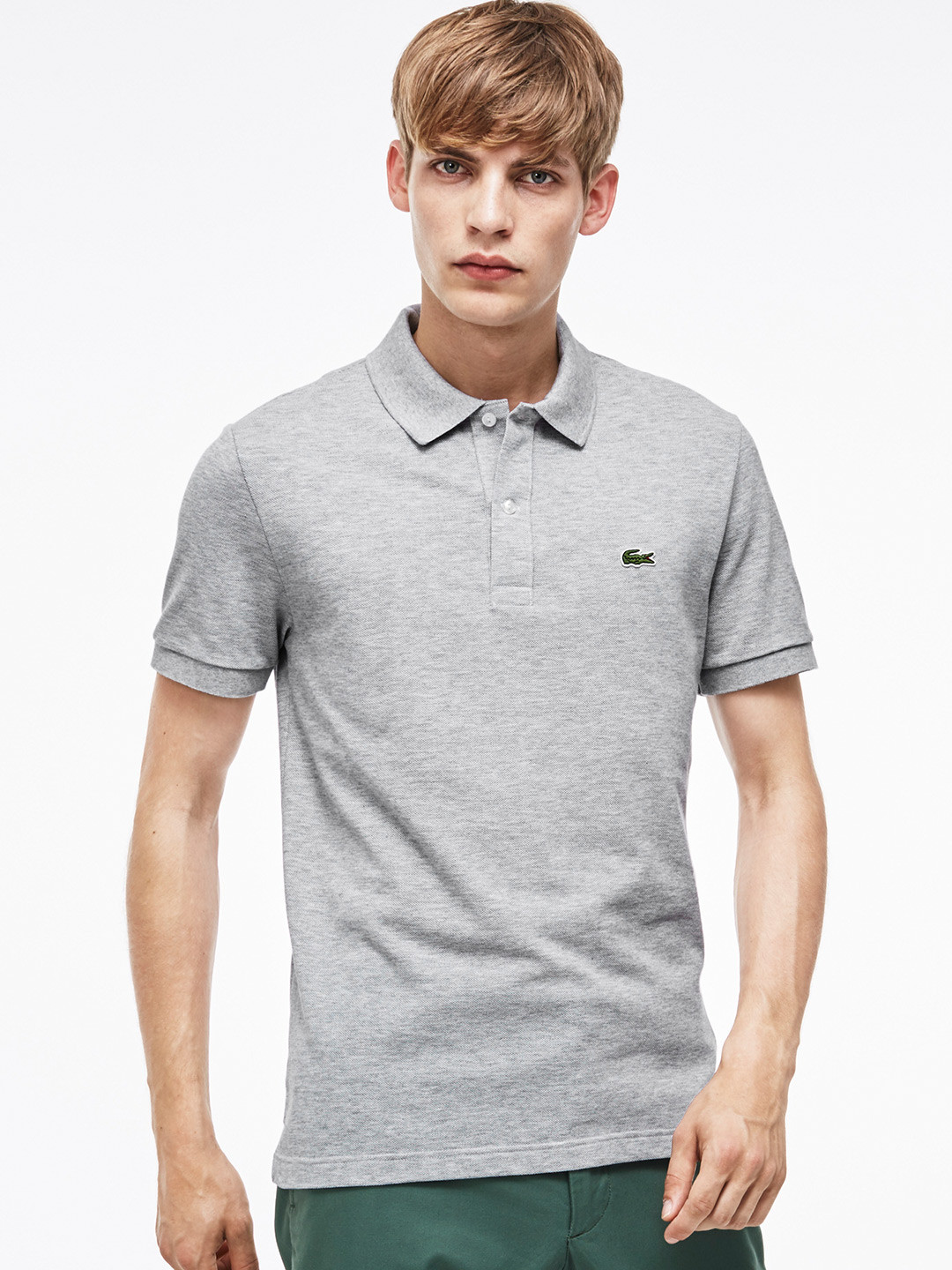Lacoste Grey Melange Slim Fit Petit Pique Polo