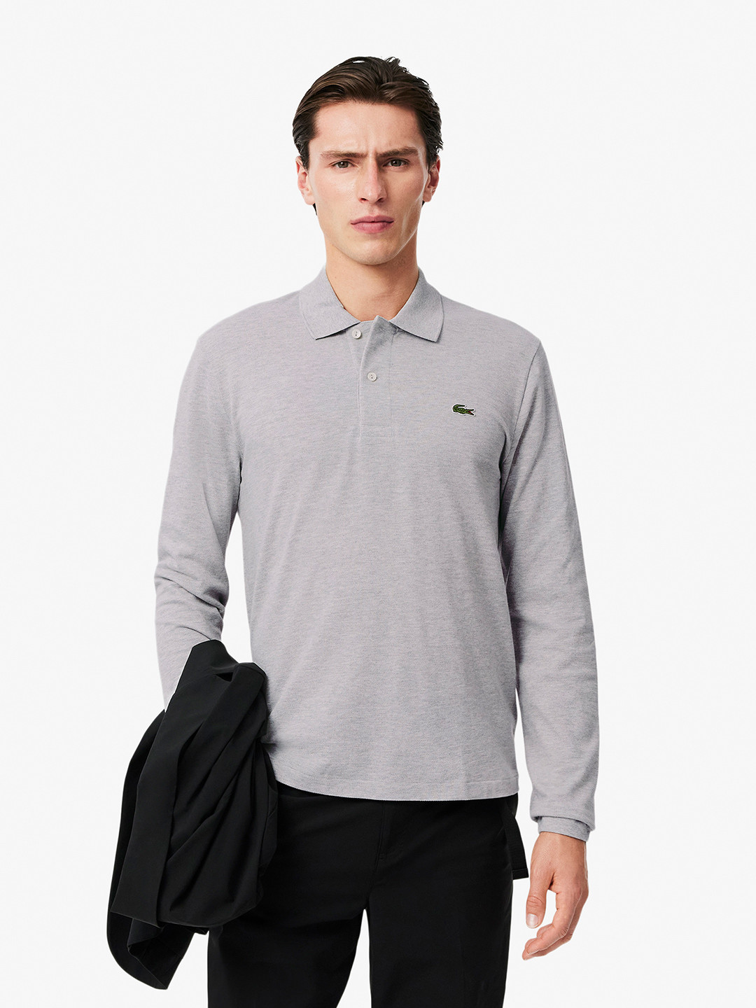 Lacoste Grey Melange Classic Fit Marl Petit Pique Polo