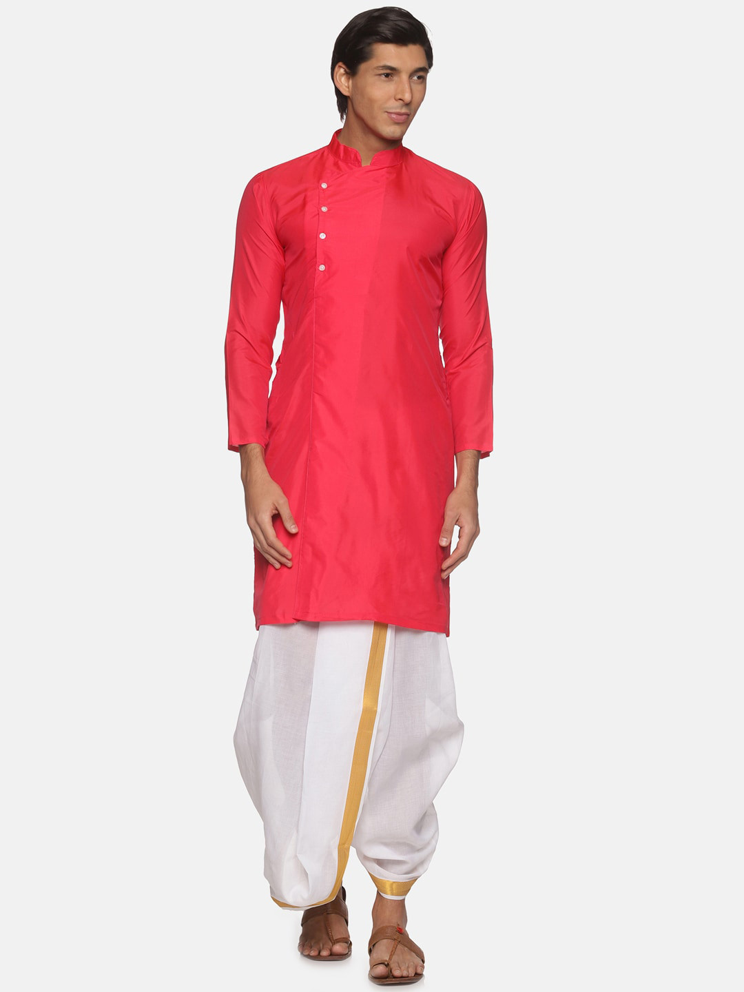 Sethukrishna Men Rose Kurta with Dhoti Pants