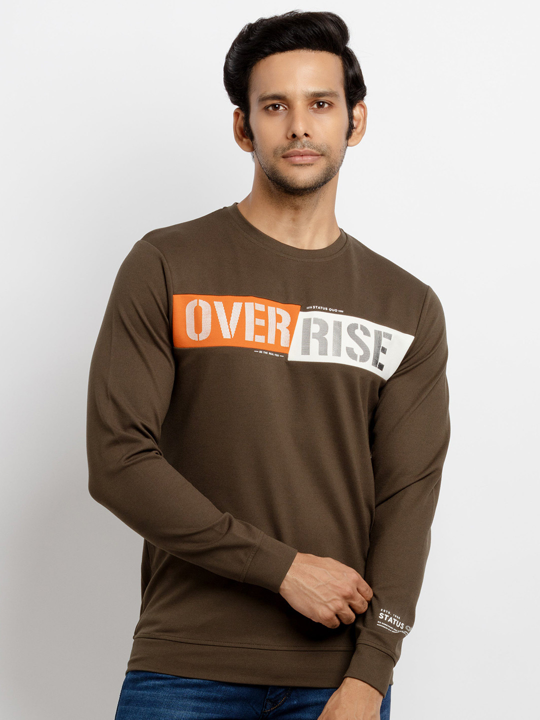 Status Quo Men Pull Over Printed Typography Sweatshirt