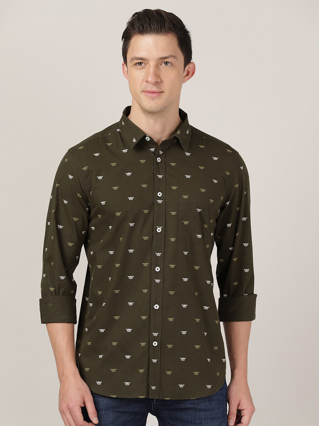 MERCHANT MARINE Men Classic Slim Fit Printed Casual Shirt