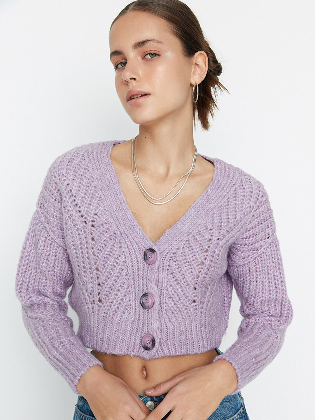 Trendyol Violet Striped Crop Top