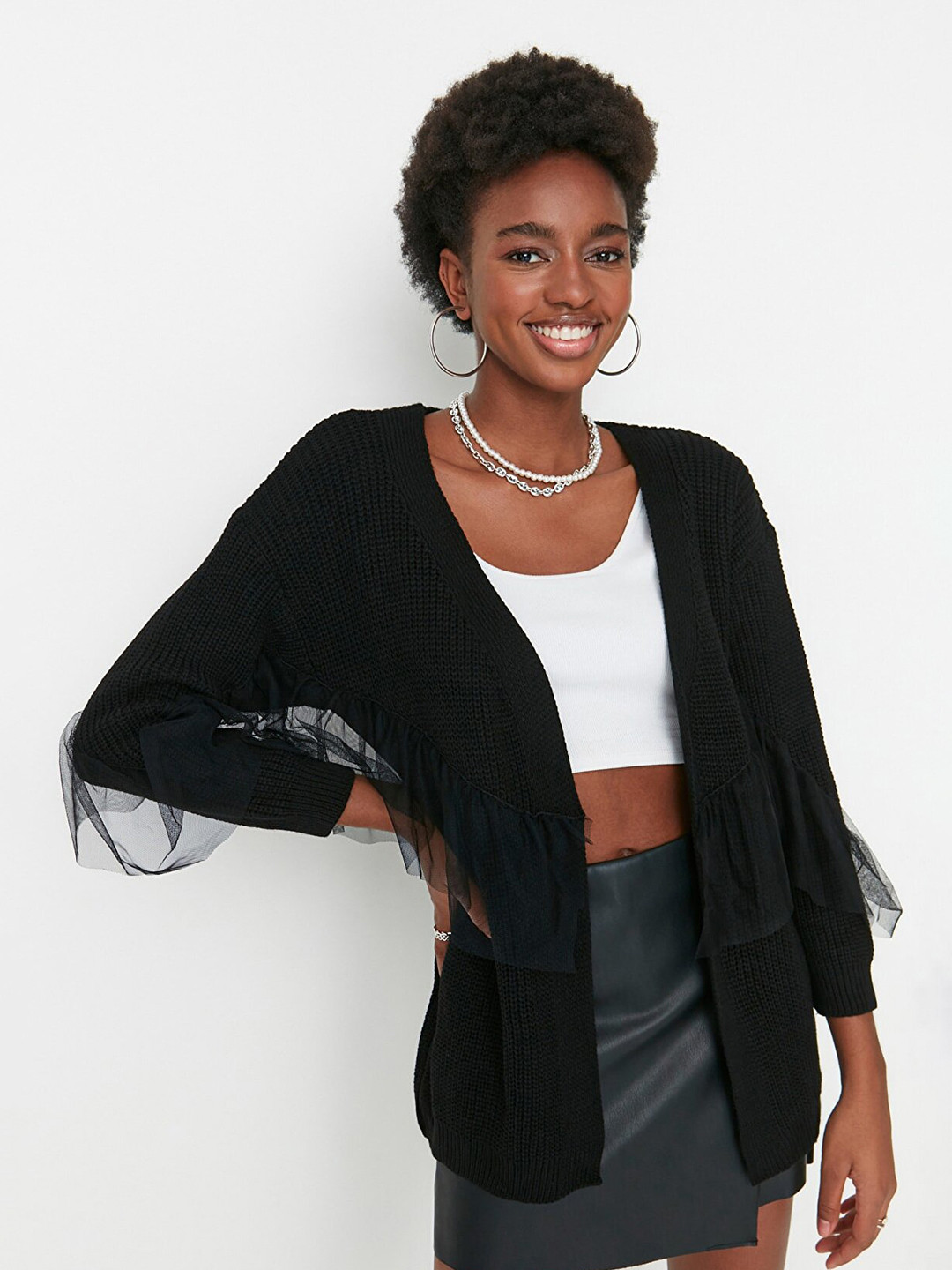 Trendyol Women Black Extended Sleeves Cape Top