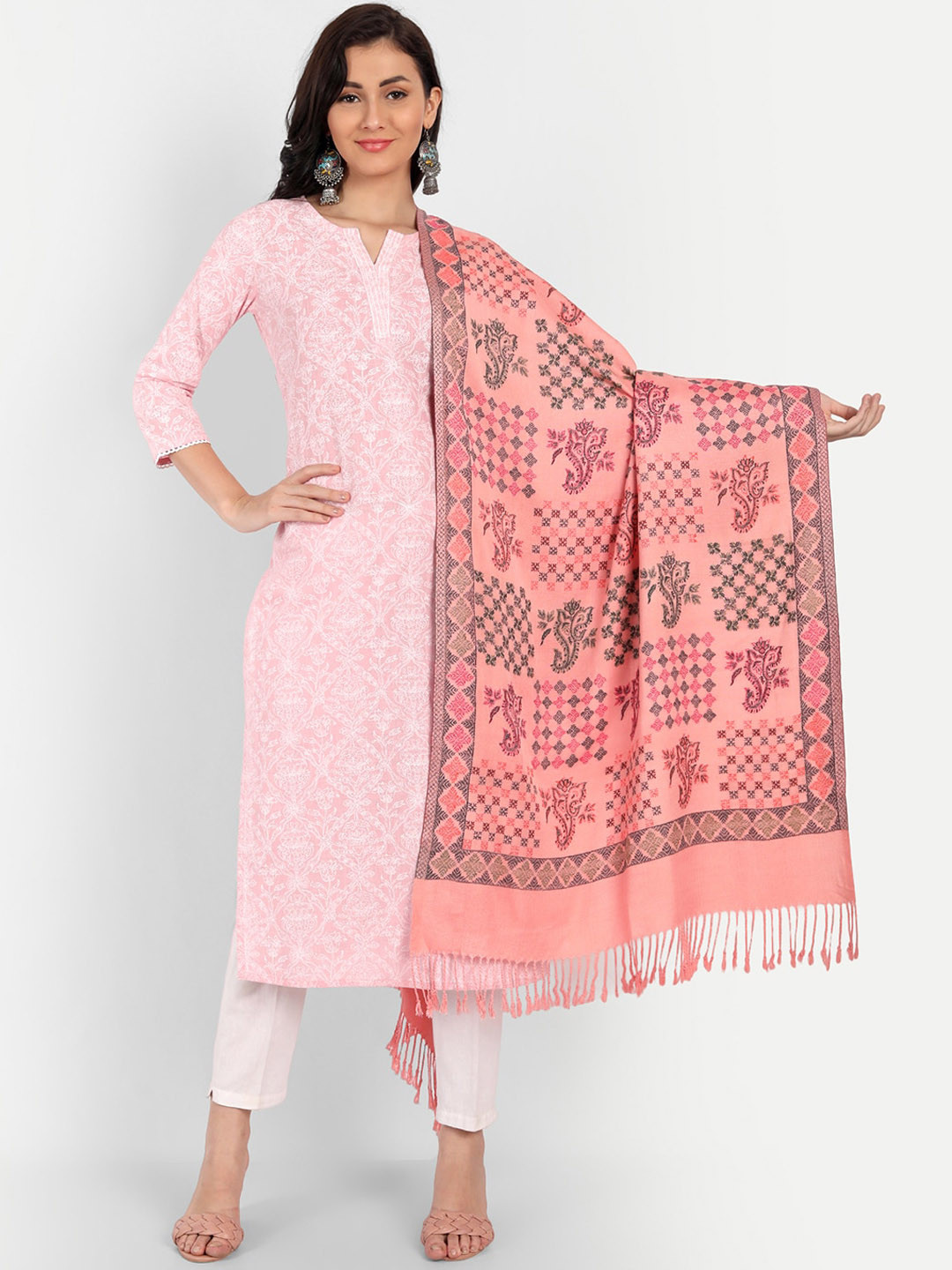 HK colours of fashion Women Self Design Wool Shawl