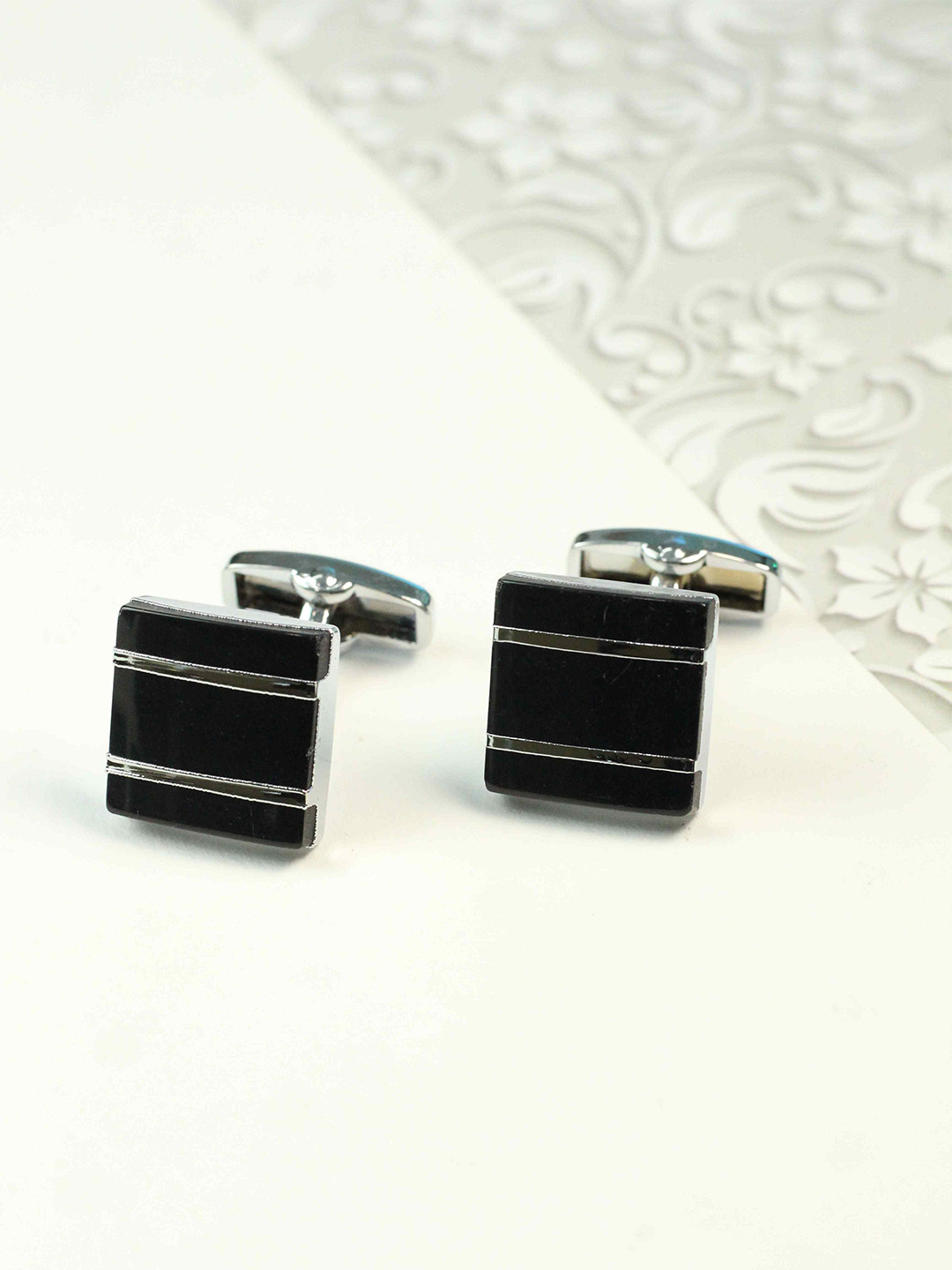 Tossido Men Striped Brass Metal Premium Cufflink
