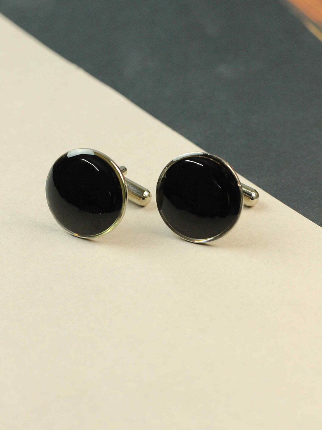 Tossido Men Solid  Brass Metal Premium Round Cufflink