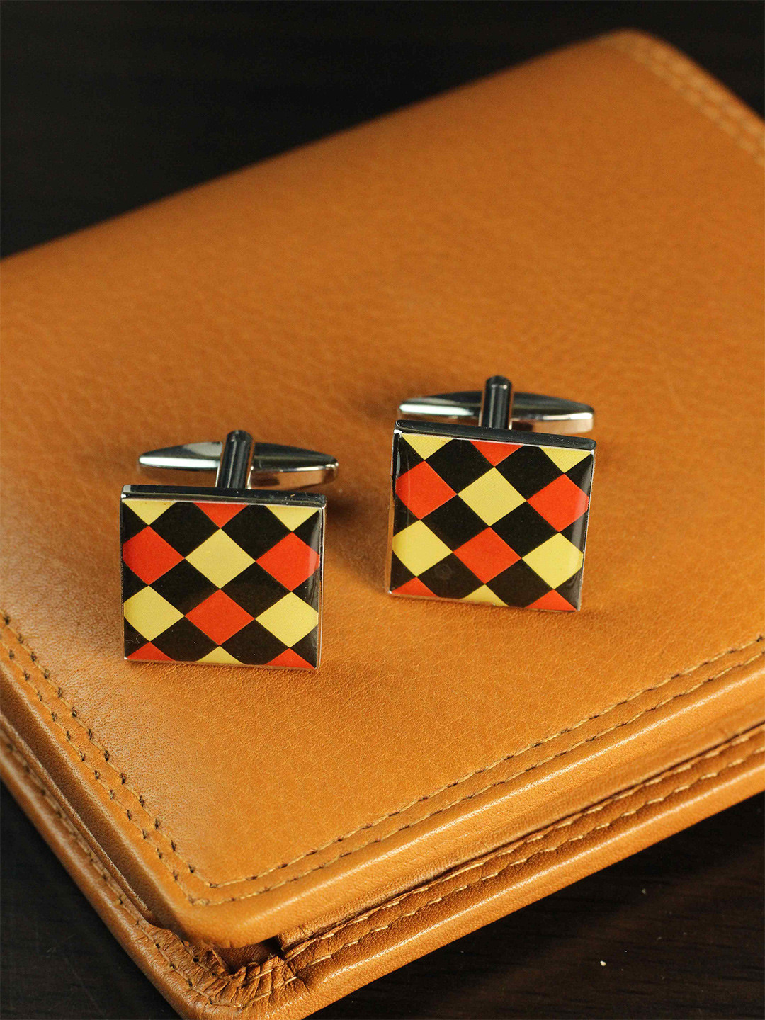 Tossido Men Printed Brass Metal Premium  Cufflink