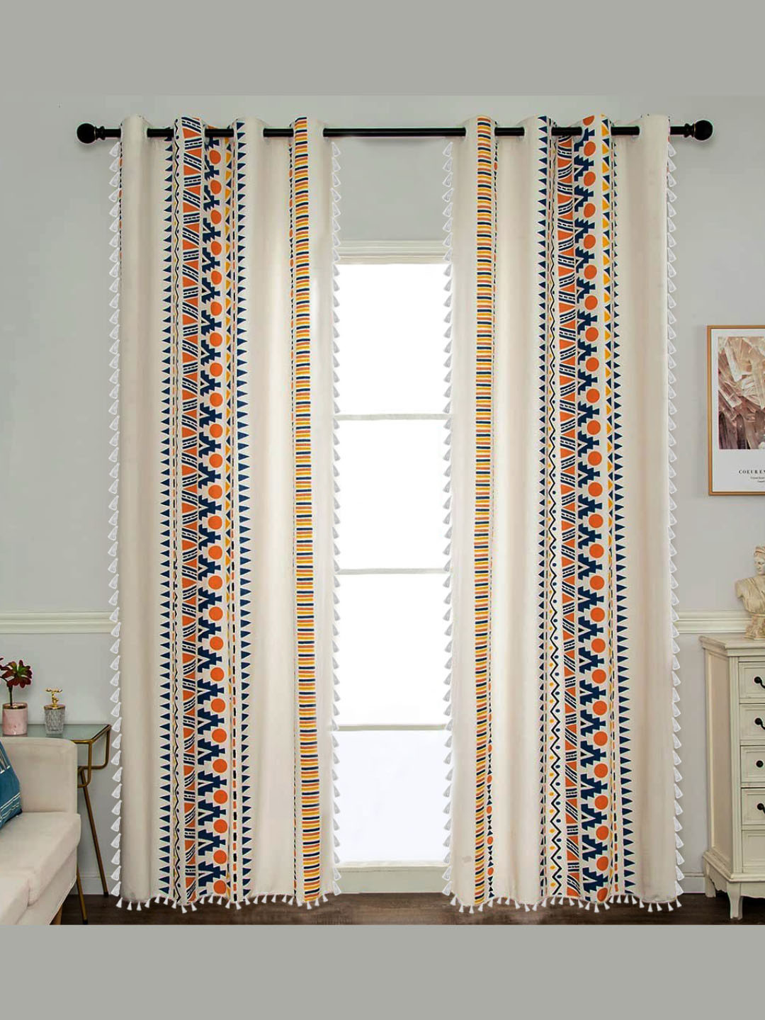 URBAN SPACE  Geometric Cotton Door Curtain