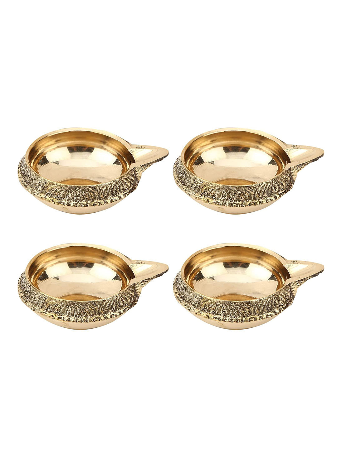TIED RIBBONS Set Of 4 Solid Brass Oil Lamp Diyas