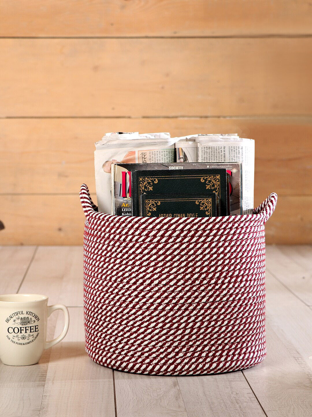 Pano Self Design Round Storage Basket Handles Organisers