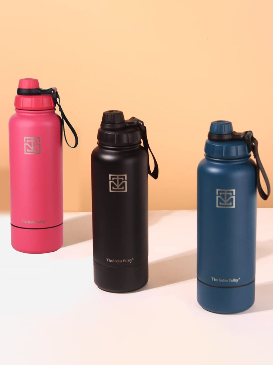 The Indus Valley Blue Brand Logo Stainless Steel Double Wall Vacuum Flask - 900ml