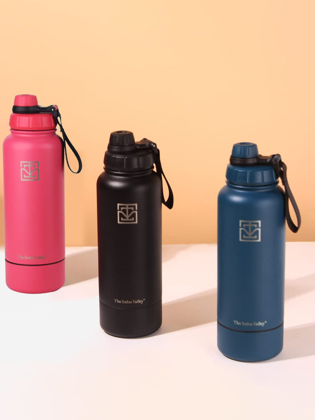 The Indus Valley Black Brand Logo Stainless Steel Double Wall Vacuum Flask - 900ml