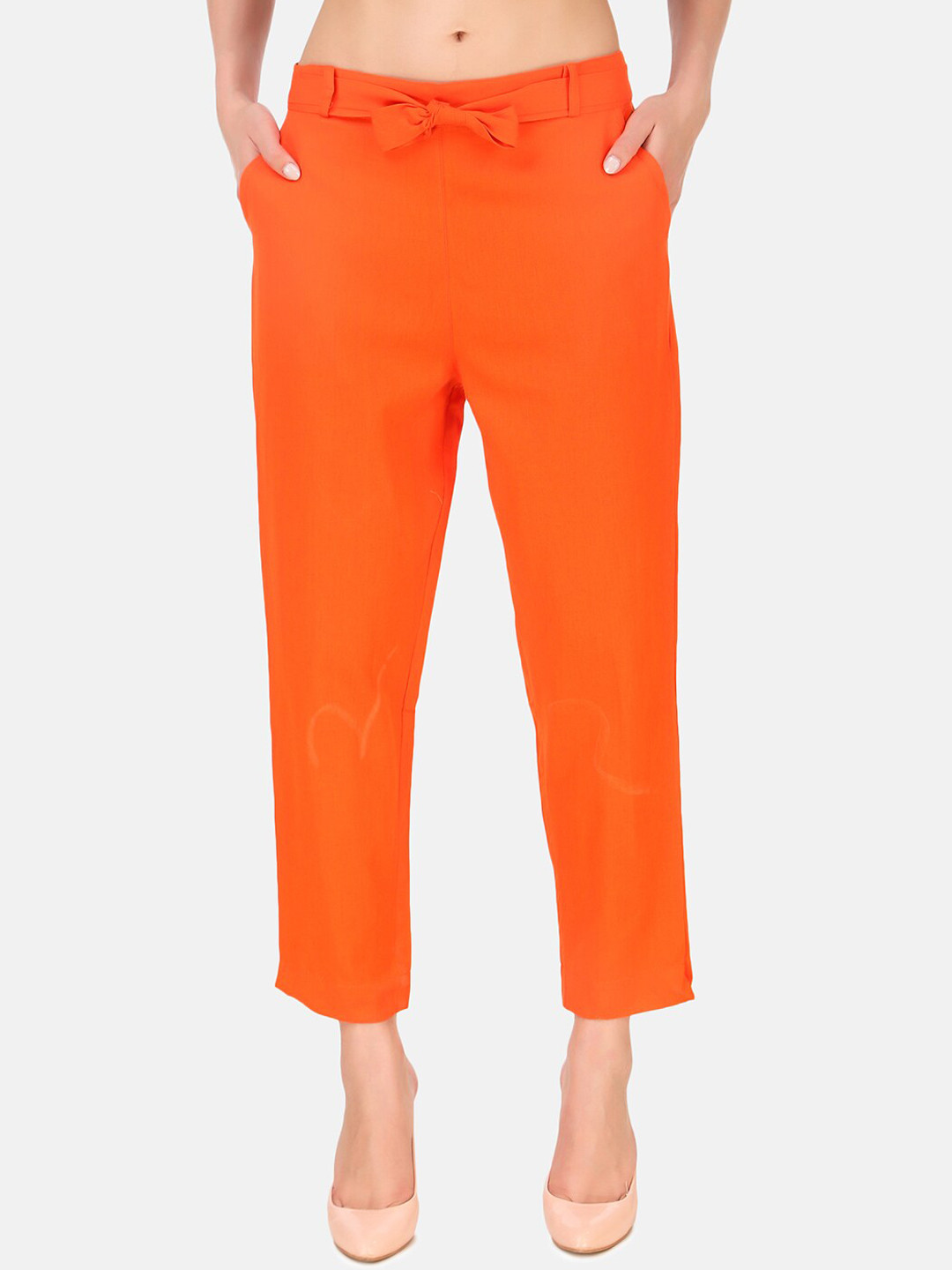 Aawari Women Orange High-Rise Trouser