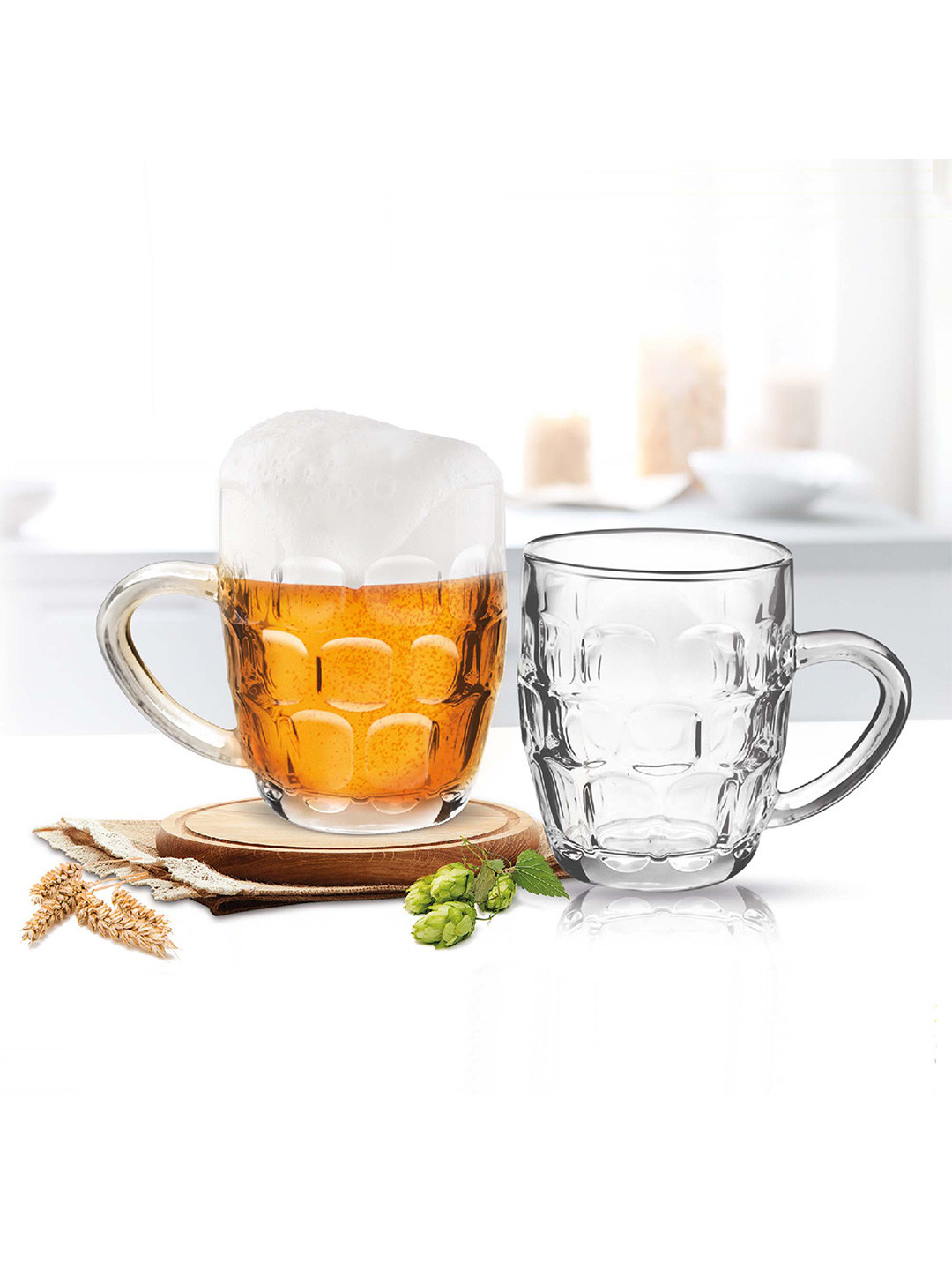 Treo Transparent Glass Handmade 4 Piece Mugs-292ml