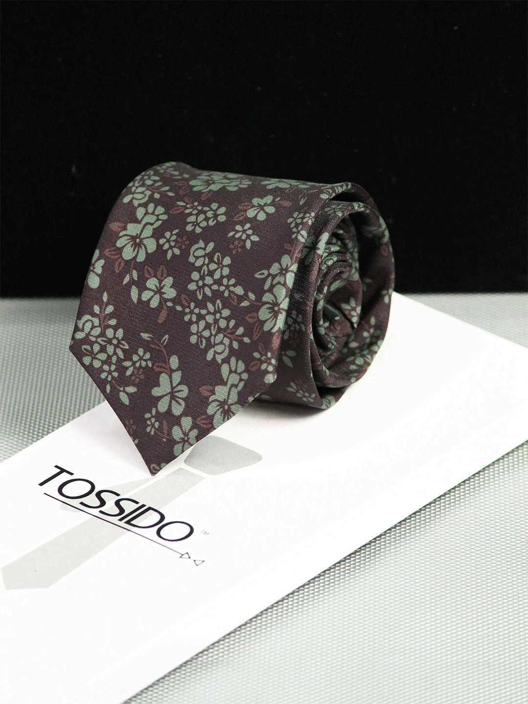 Tossido Men Brown & Green Printed Broad Tie