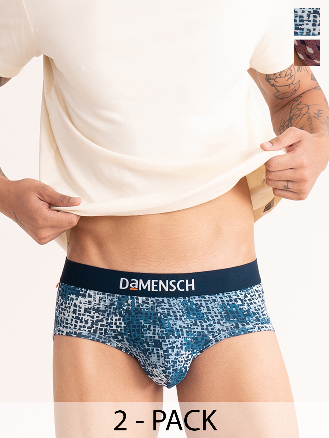 DaMENSCH Men Pack of 2 Deo-Cotton Anti-Bacterial Moisture-Free Briefs DAM-CTPT-B-ERR-SHB