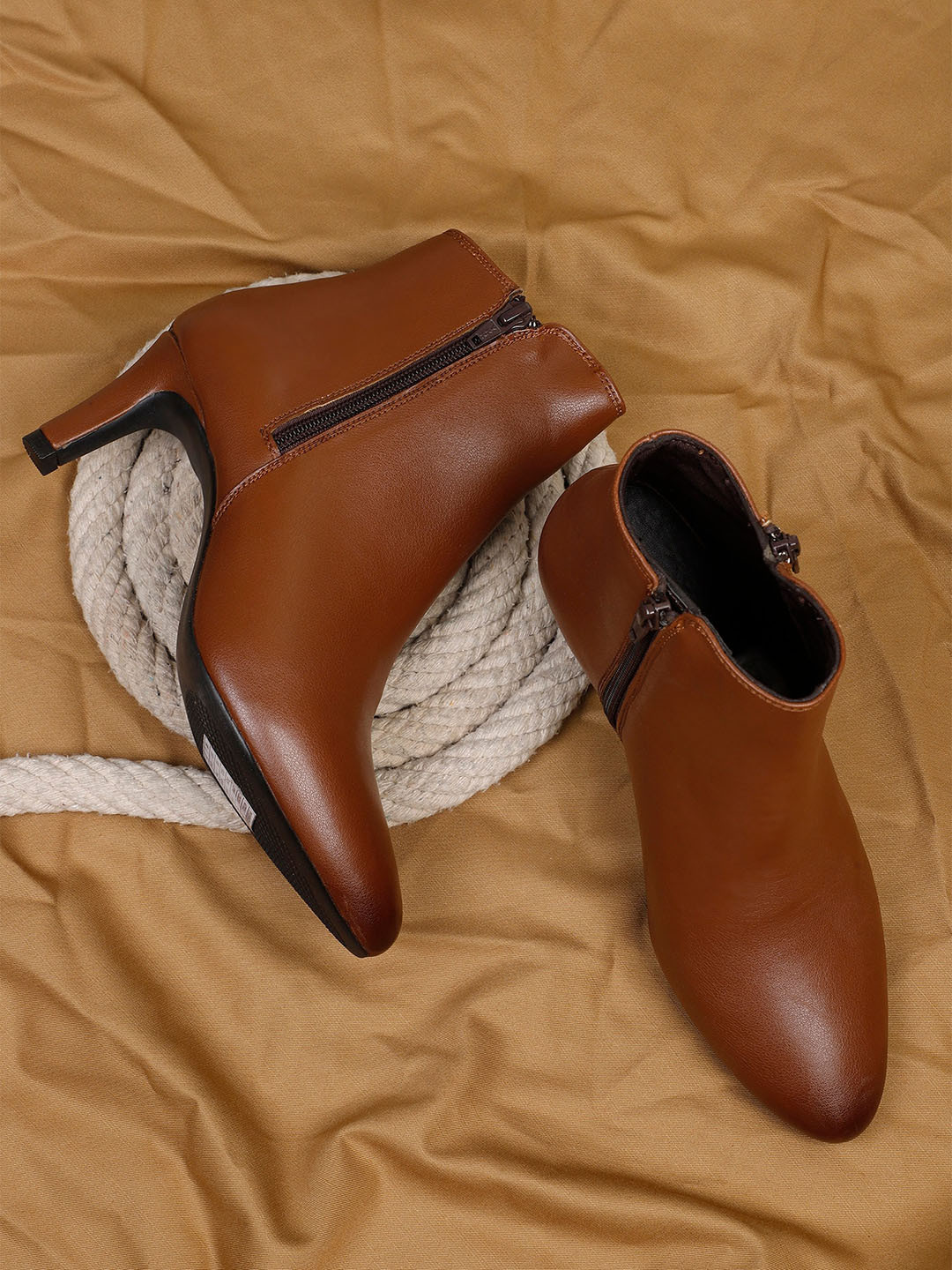 ELLE Women Solid Leather Ankle Boots