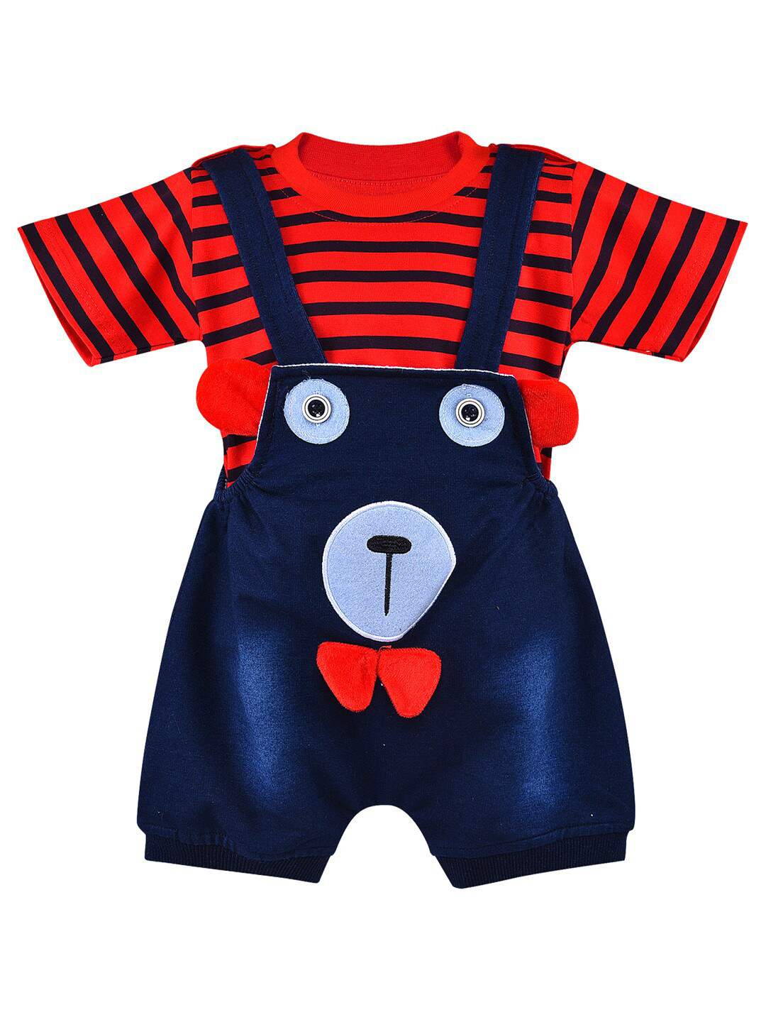 Wish Karo Boys Red & Blue Striped T-shirt with Shorts