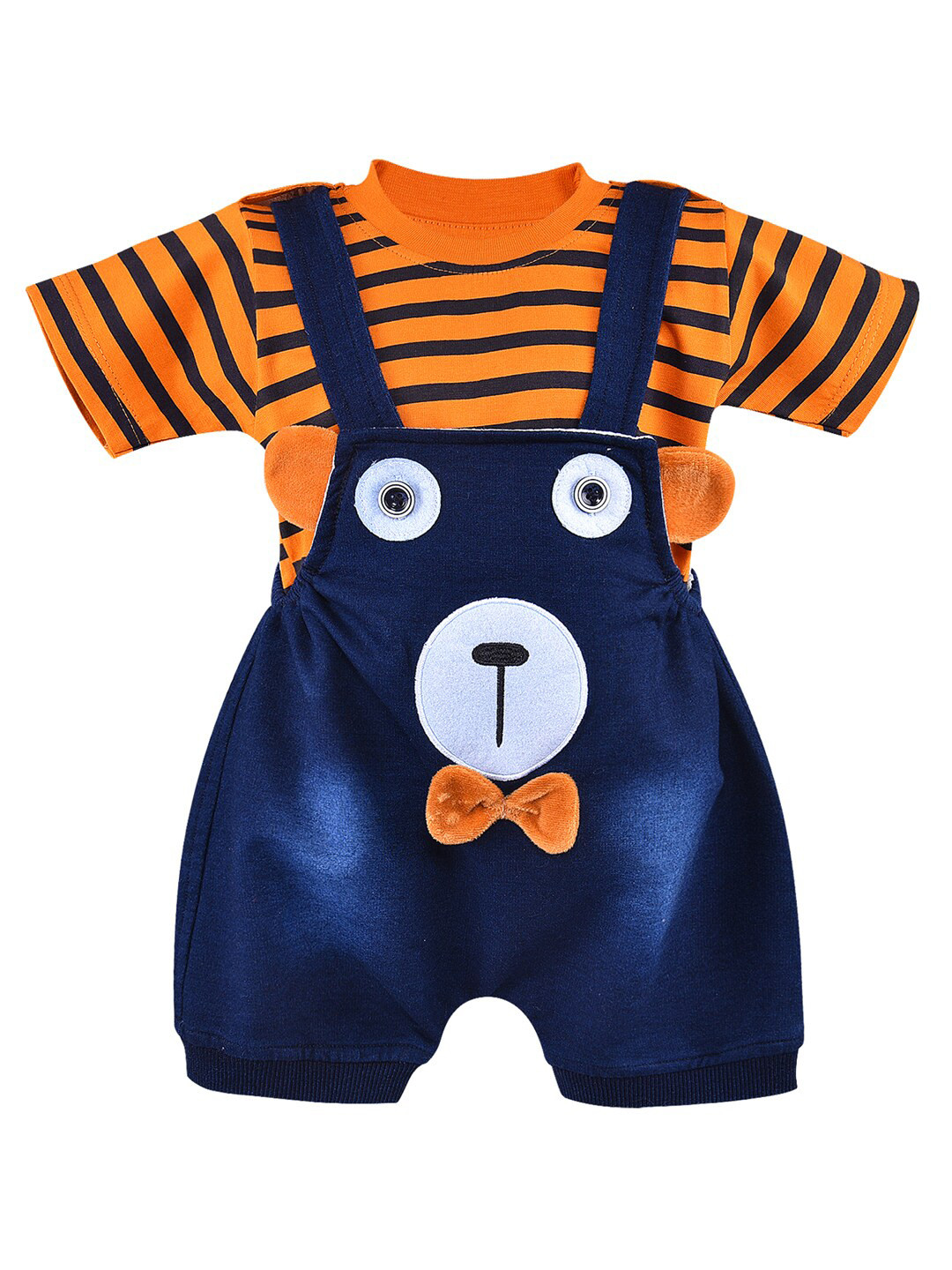 Wish Karo Boys Brown & Black Striped T-shirt with Shorts