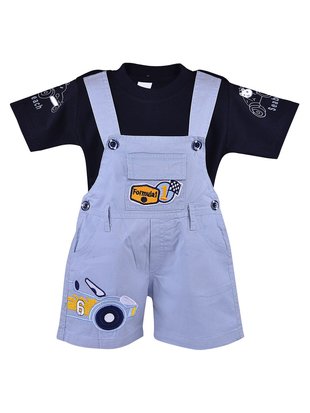 Wish Karo Boys Grey & Black T-shirt with Shorts