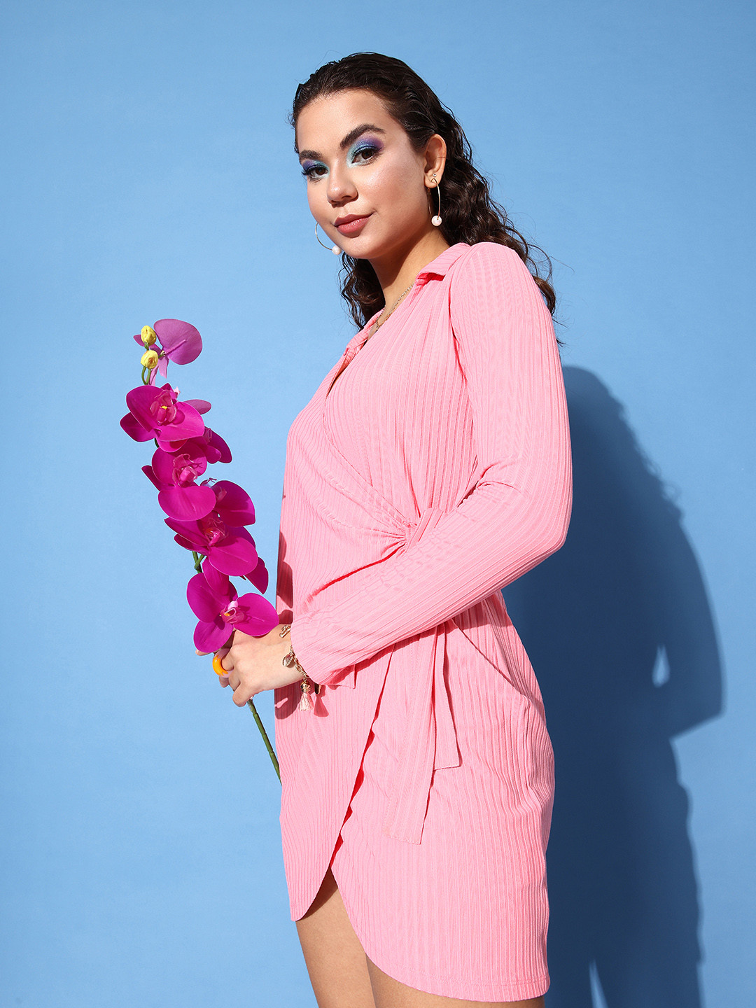 People Self Design Mini Wrap Dress