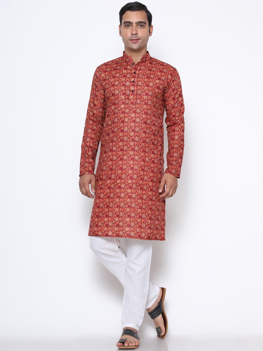 Phenav Men Floral Printed Kurta