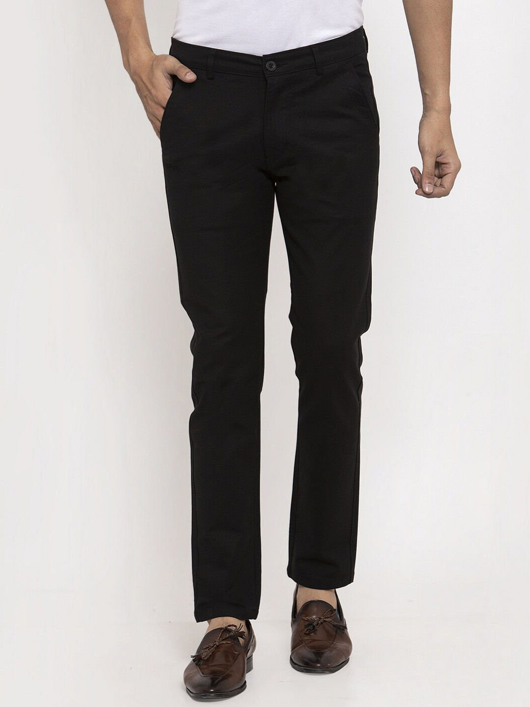 Rodamo Men Black Slim Fit Chinos Trouser