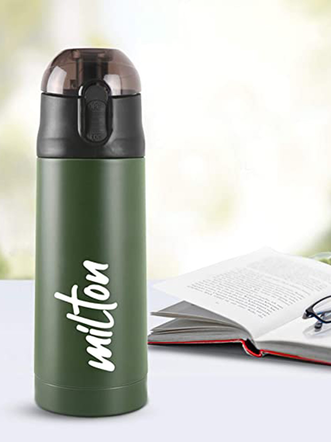 Milton New Crown Green Solid Stainless Steel Double Wall Vacuum Water Bottle - 500ml