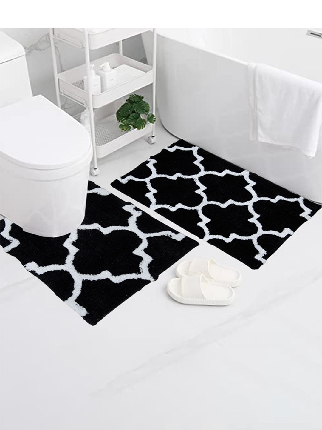 AAZEEM Brown Set Of 2 Anti-Skid Bath Rug