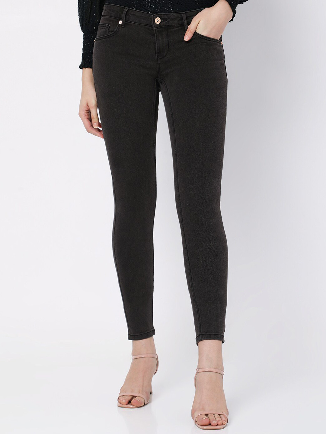 Vero Moda Women Grey Low-Rise Stretchable Jeans