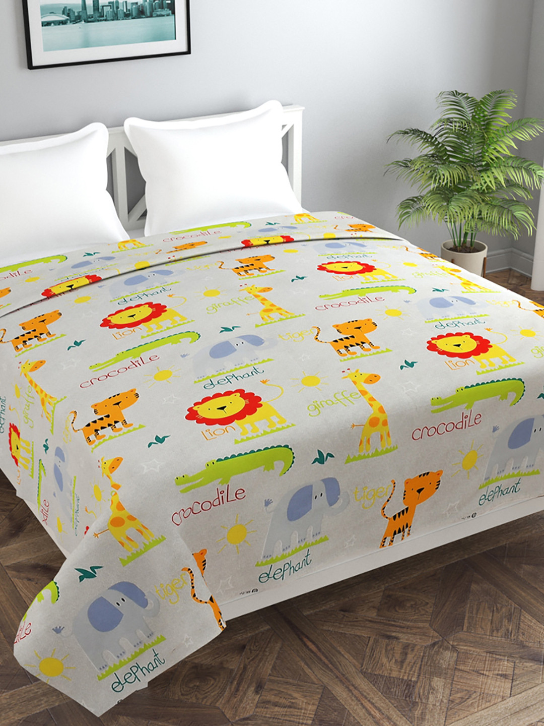 MORADO Off White Cartoon Print Duvet Cover