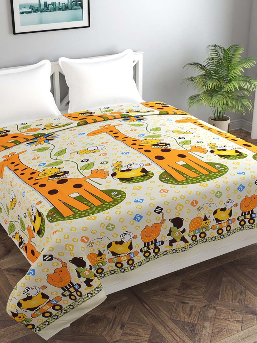MORADO Yellow Printed Double Bed Duvet Cover